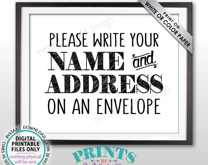 Address an Envelope Sign, Bridal Shower, Gaduation Party, Birthday Celebration, Retirement, Wedding, PRINTABLE 8x10” Addressee Sign <ID>