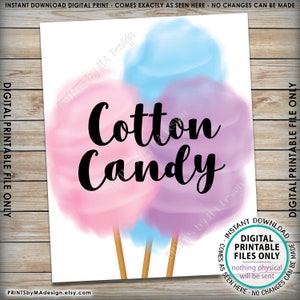 Cotton Candy Sign, Cotton Candy Station Wedding Decor, Birthday, Graduation Party, Multi-Color Cotton Candy Bar, PRINTABLE 8x10 Sign ID image 2