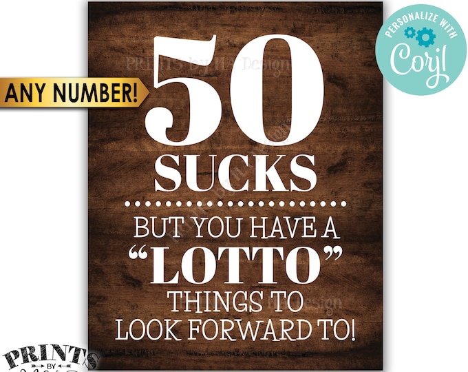 Lottery Birthday Sign, Lotto Things to Look Forward To, Custom PRINTABLE 8x10/16x20" Rustic Wood Style Sign <Edit Yourself with Corjl>