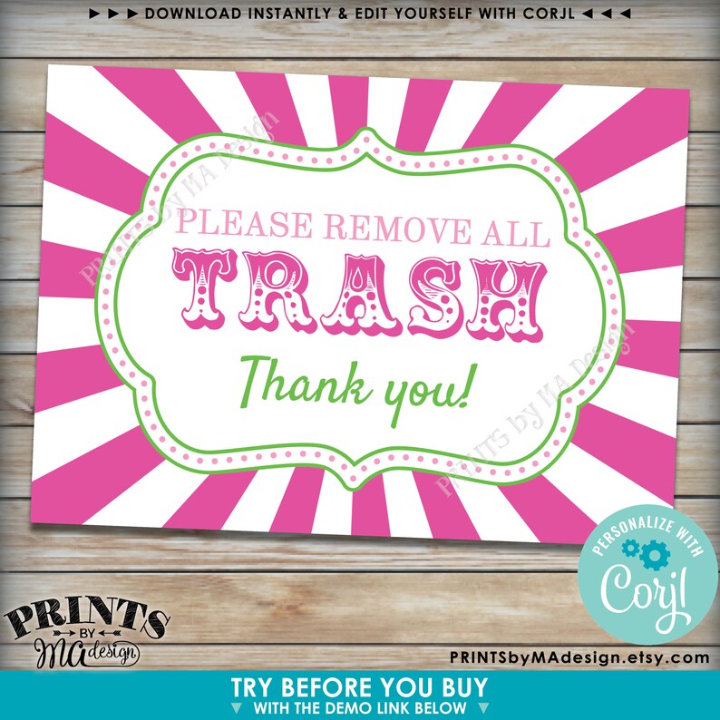 Editable Carnival Signs, Custom Circus Theme, Birthday Party, Festival, Up to 10 PRINTABLE 5x7” Landscape Signs <Edit Yourself w/Corjl> image 3