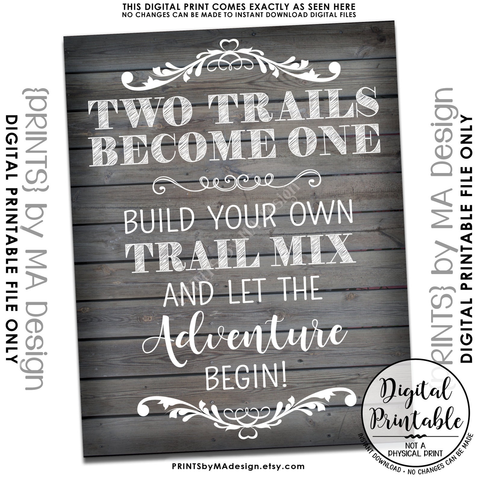 Trail Mix Bar Sign Two Trails One Wedding Treat Sign Etsy