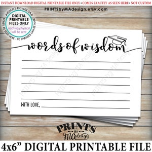 Afstudeerfeest woorden van wijsheid kaarten, Grad advies voor de afgestudeerde, 4x6" digitaal afdrukbaar bestand <ID>