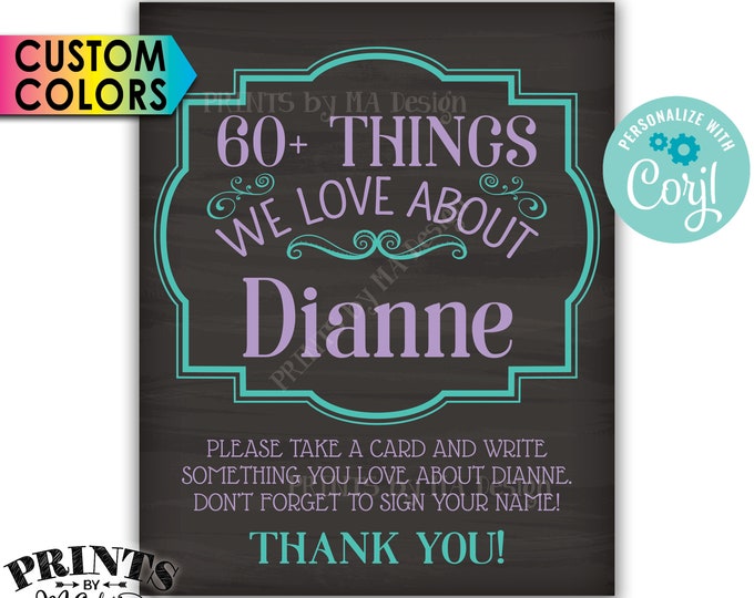 Share Things You Love about the Birthday Boy/Girl, PRINTABLE 8x10/16x20” Chalkboard Style Birthday Sign <Edit Yourself with Corjl>