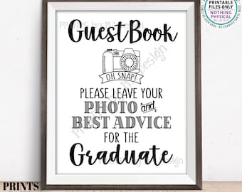 Please Leave Photo and Best Advice for the Graduate, Guestbook Photo Display, Graduation Party Selfie, PRINTABLE 8x10” Graduation Sign <ID>