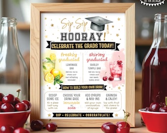Graduation Drink Sign, Shirley Temple & Lemonade Bar, Celebrate the Grads, PRINTABLE 8x10/16x20” Sign, Joint Grad Party, Graduates <ID>