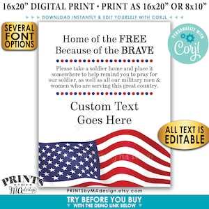 Please Pray for Our Soldier Sign, US Military Boot Camp Send-off, Take a Soldier, Custom PRINTABLE Patriotic Sign <Edit Yourself with Corjl>