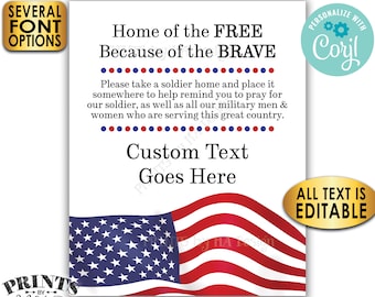 Please Pray for Our Soldier Sign, US Military Boot Camp Send-off, Take a Soldier, Custom PRINTABLE Patriotic Sign <Edit Yourself with Corjl>