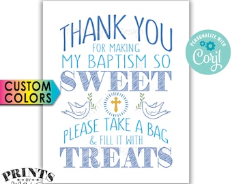 Thank You for Making My Baptism so Sweet Please take a Bag and Fill it with Treats, PRINTABLE 8x10” Sign <Edit Yourself with Corjl>