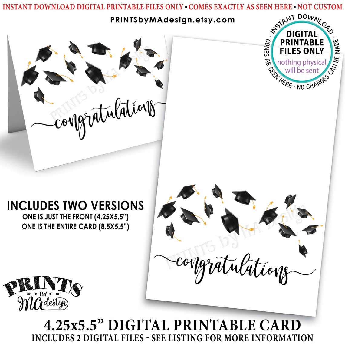 Graduation Card Congratulations Graduation Party PRINTABLE | Etsy