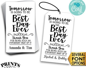 Tomorrow is Going to be the Best Day Ever Rehearsal Dinner Gift Tags or Cards, Digital PRINTABLE 8.5x11" File <Edit Yourself with Corjl>