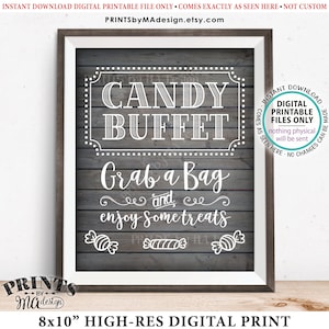 Candy Buffet Sign, Grab a Bag & Enjoy Some Treats Sign, Candy Bar, Birthday, Graduation, PRINTABLE 8x10” Rustic Wood Style Candy Sign &lt;ID&gt;