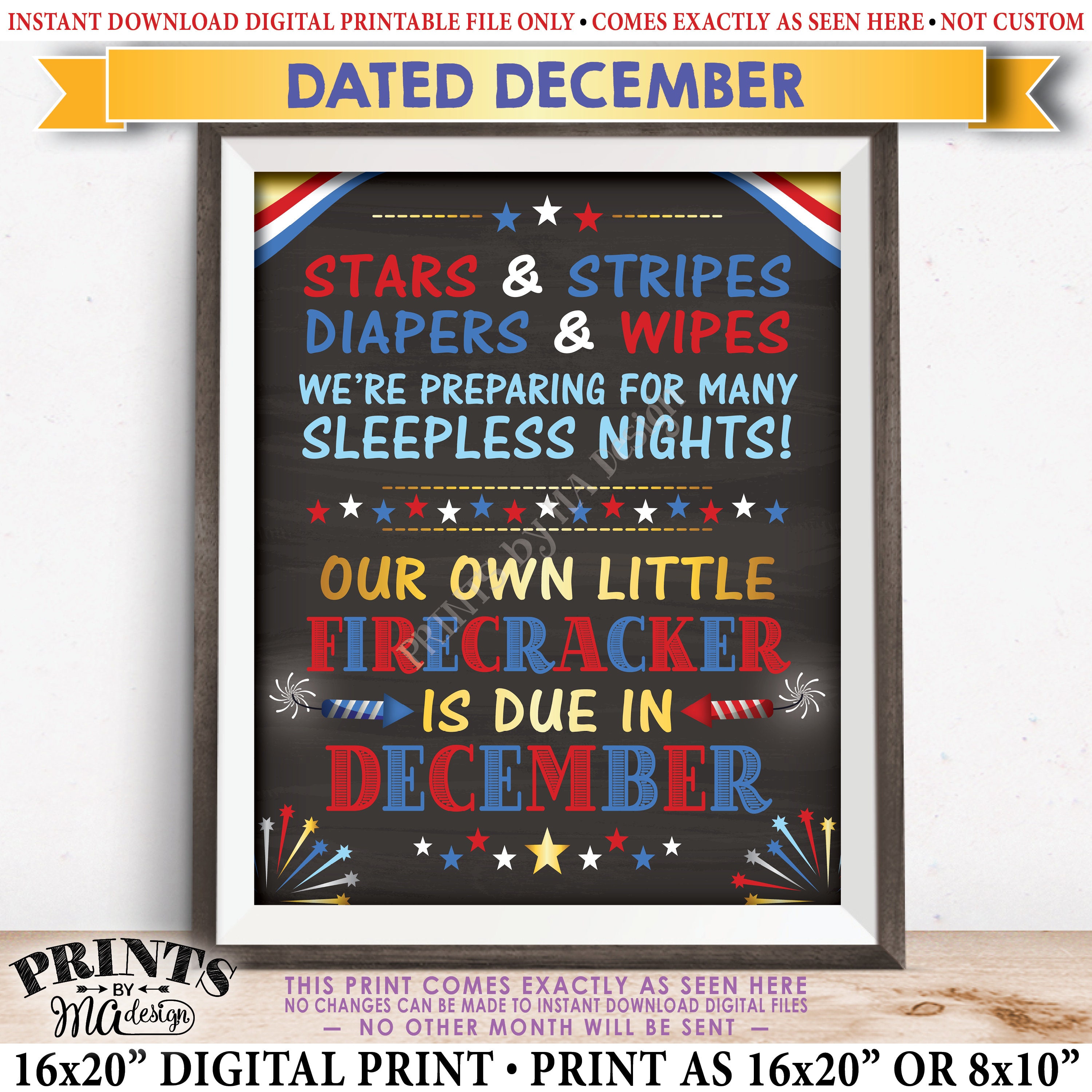 PRINTABLE Memorial Day Little Firecracker Growing By One Heart And Two Feet Chalkboard Sign 4th of July Pregnancy Announcement