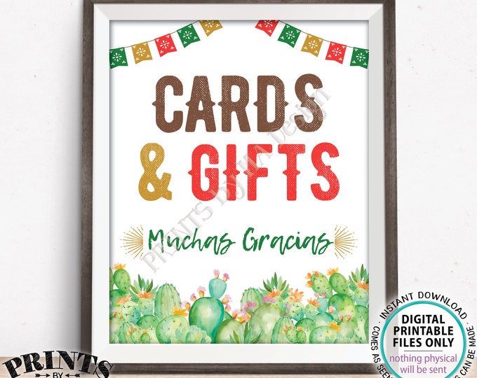 Cards & Gifts Cactus Themed Sign, Muchas Gracias, Fiesta Decoration, PRINTABLE 8x10/16x20” Sign, Tacos Nachos <Instant Download>