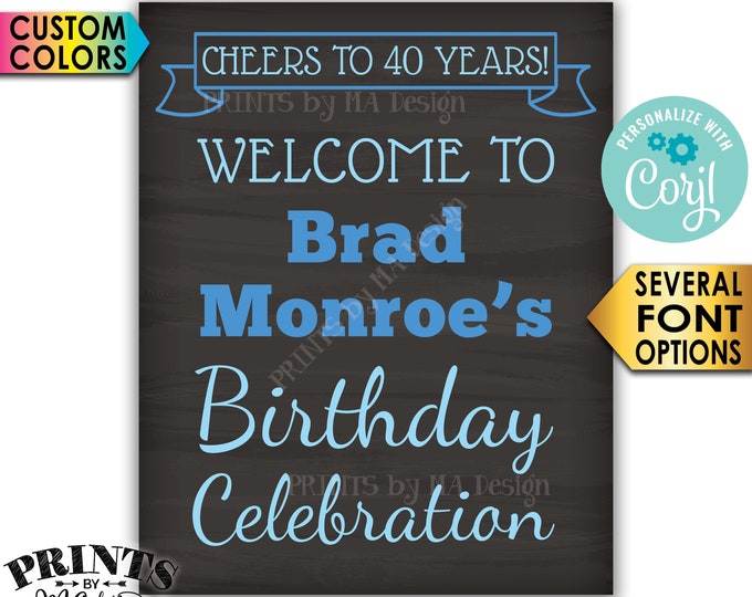 Birthday Party Welcome Sign, Cheers to the Birthday Celebration, PRINTABLE Chalkboard Style 16x20” Sign <Edit Yourself with Corjl>