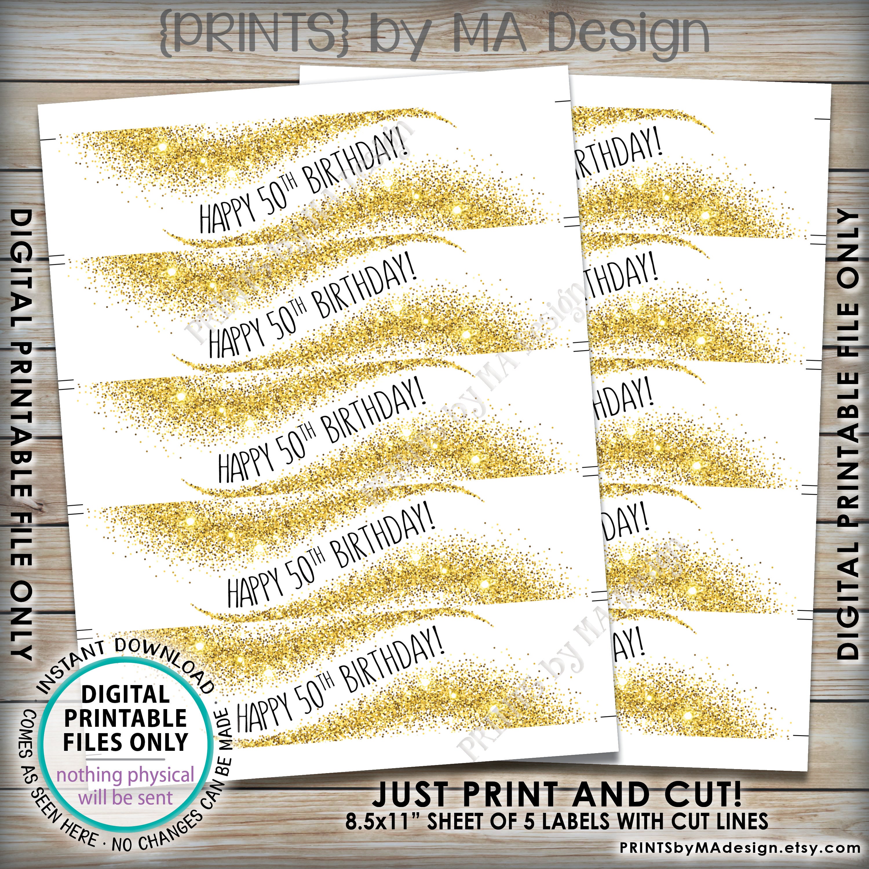 50th-birthday-water-bottle-labels-gold-glitter-50th-birthday-party