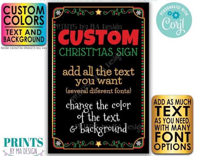 Editable Christmas Sign, Xmas Party, Choose Your Text, One Custom Color Background PRINTABLE 24x36” Portrait Sign <Edit Yourself with Corjl>