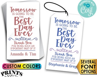 Tomorrow is Going to be the Best Day Ever Rehearsal Dinner Gift Tags/Cards, Color Digital PRINTABLE 8.5x11" File <Edit Yourself with Corjl>