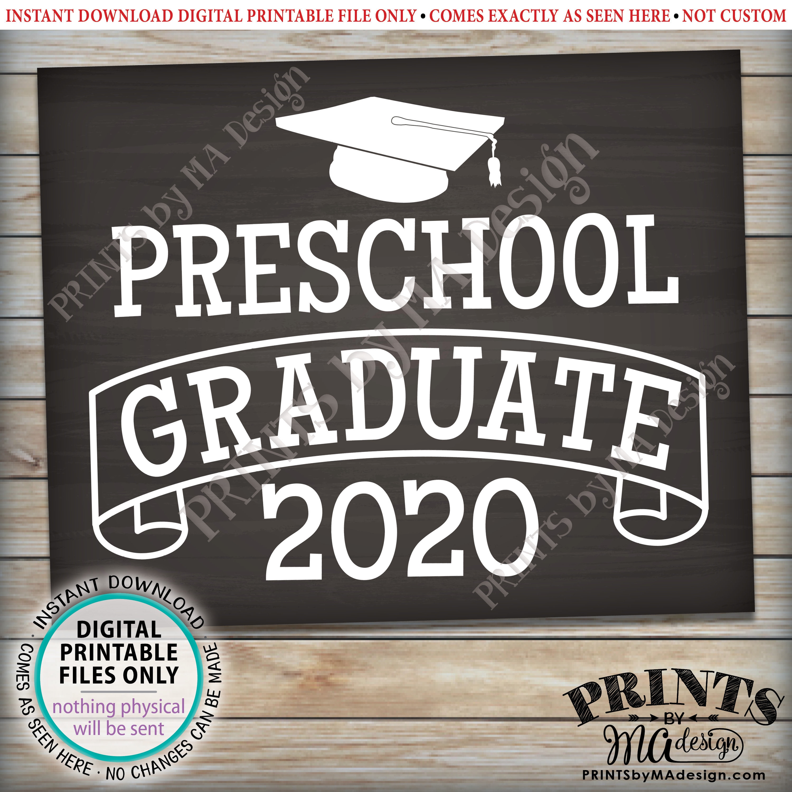 preschool graduate sign class of 2020 preschool graduation