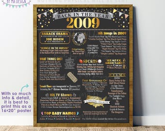 Back in the Year 2009 Poster Board, Remember 2009 Sign, Flashback to 2009 USA History from 2009 , PRINTABLE 16x20 ” Sign <ID>