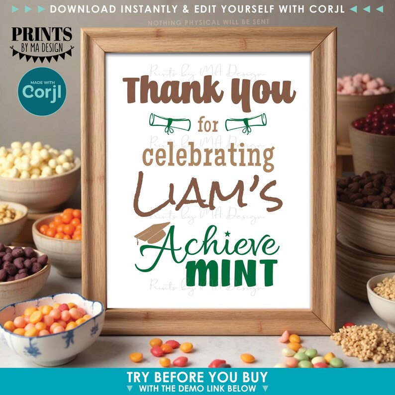 Graduation Achievement Sign, Achieve-mint, Grad Party Favors, Tic Tac ...