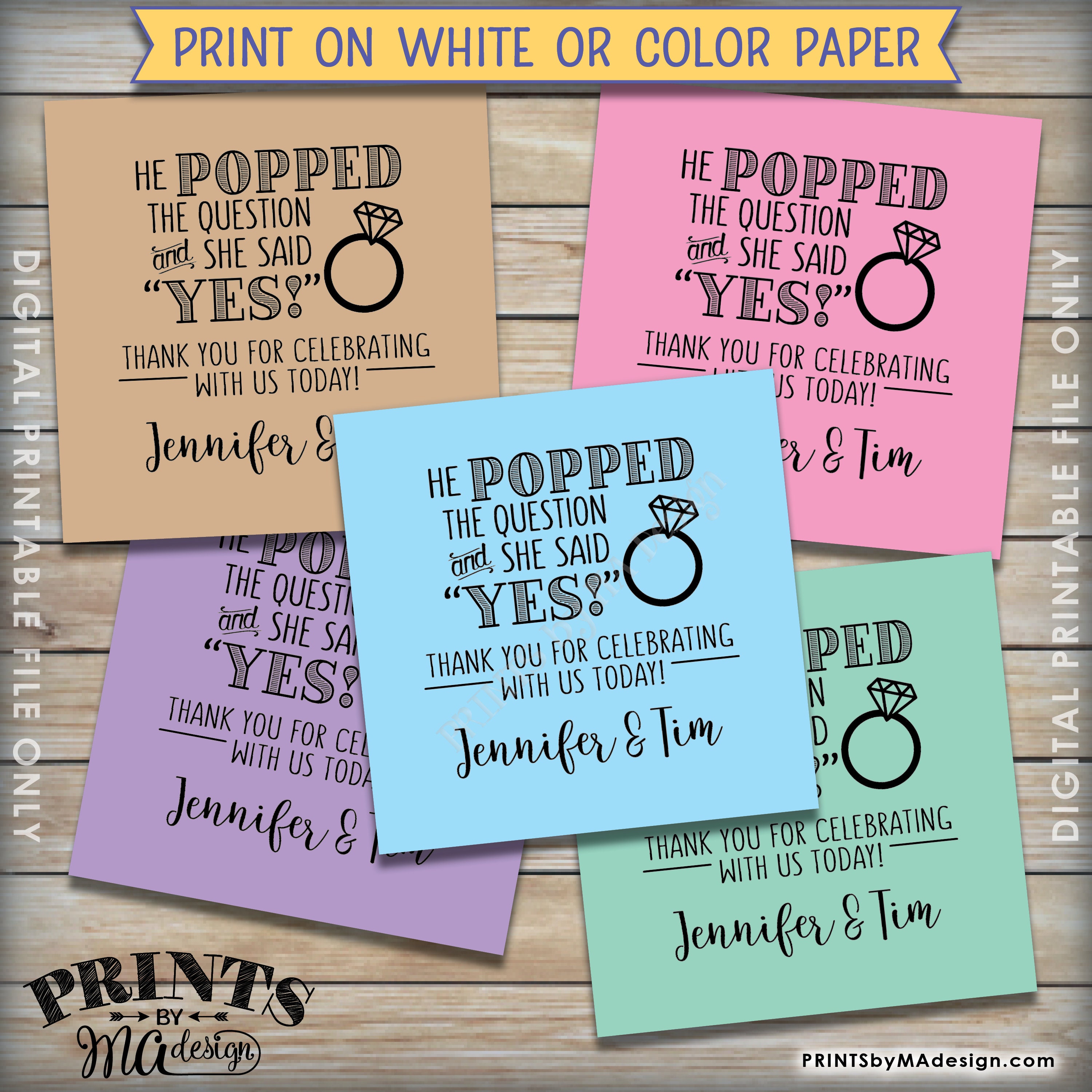 Engagement Party Tags, He Popped the Question &amp; She Said Yes, Popcorn ...