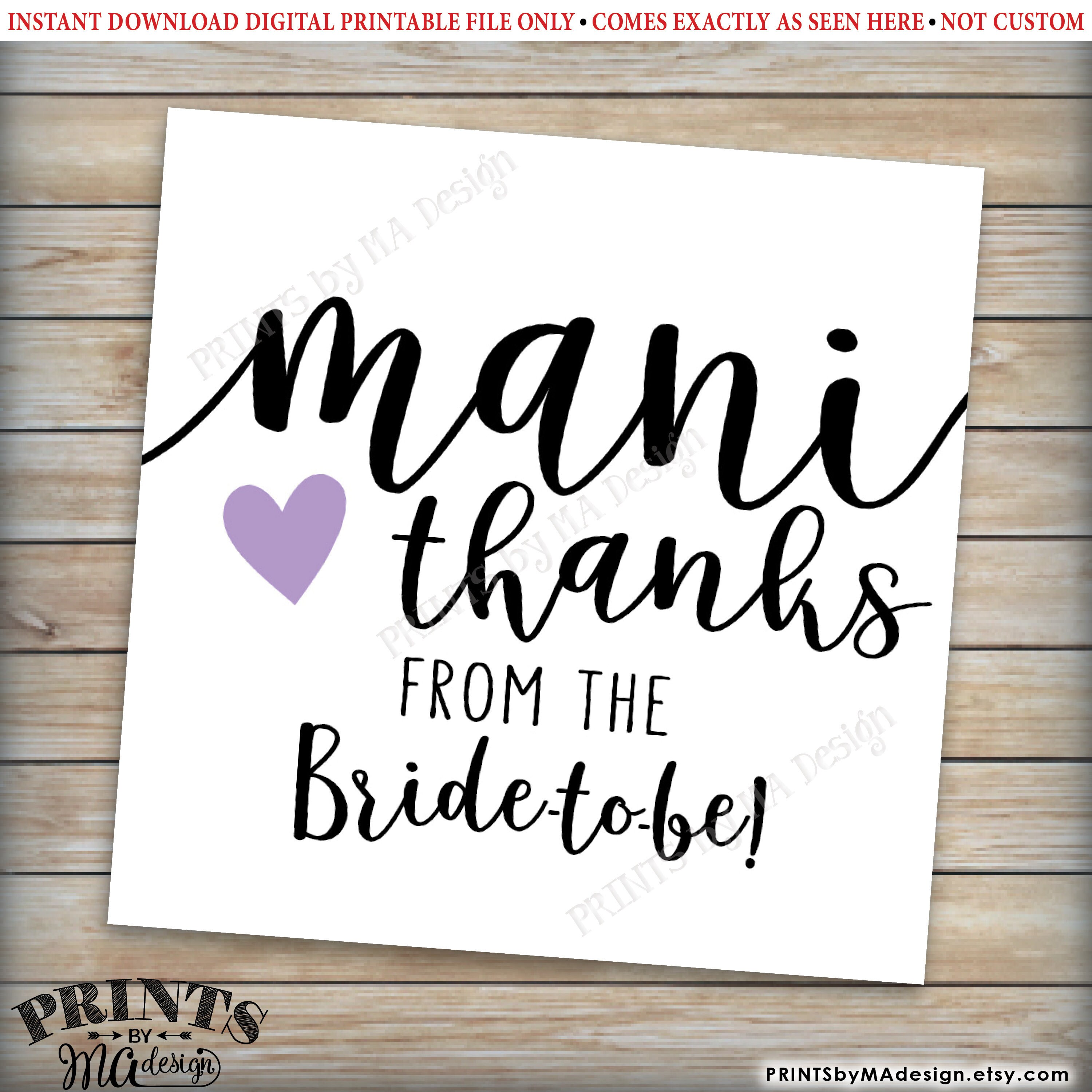Mani Thanks Nail Polish Favor From The Bride to Be Mani Pedi Thank You Mani Thanks Nail Polish Favor From The Bride to Be Mani Pedi Thank You