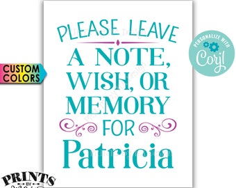 Please Leave a Note Wish or Memory Sign, Write a Message Sign, PRINTABLE 16x20” Sign <Edit Yourself with Corjl>
