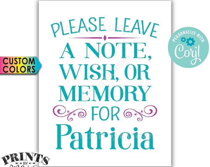 Please Leave a Note Wish or Memory Sign, Write a Message Sign, PRINTABLE 16x20” Sign <Edit Yourself with Corjl>