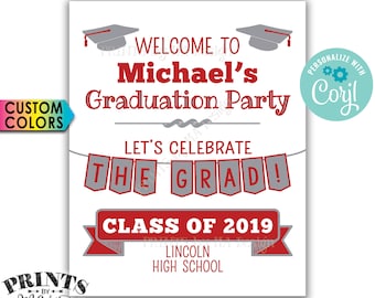 Graduation Party Decorations, Welcome to the Graduation Party Sign, PRINTABLE 8x10/16x20” Sign <Edit Yourself with Corjl>