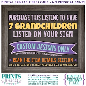 Add-on for Grandchildren Sign, SEVEN Grandchildren, Must be purchased in addition to a custom Grandchildren sign that is edited by this shop