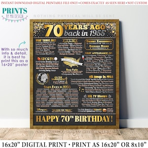70 Geburtstag Poster Board, geboren im Jahr 1955, Rückblende vor 70 Jahren, B-Day Geschenk, DRUCKBAR 16 x 20 Zoll, Back in 1955 Schild, 70 Jahre Geschenk <ID>