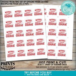 One Smart Cookie Tags/Cards/Labels, Graduation Party Favors, Custom 2" Squares on a 8.5x11" Digital PRINTABLE File <Edit Yourself w/Corjl> image 2