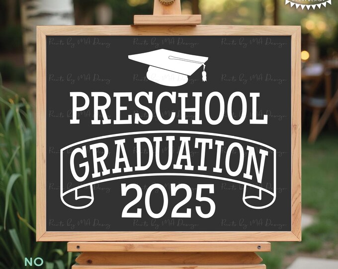 Preschool Graduation Sign, Class of 2025, Preschool Graduates, PRINTABLE Dark Gray 8x10/16x20” Instant Download 2025 Grad Sign <ID>