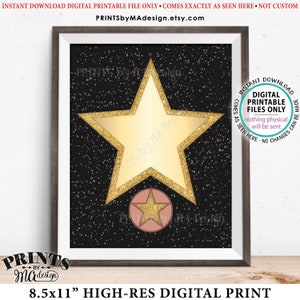 Red Carpet Party Hollywood Star Sign, Blank Hollywood Movie Star, Glam VIP Party, Movie Night Ideas, Oscars, PRINTABLE 8.5x11" Digital File