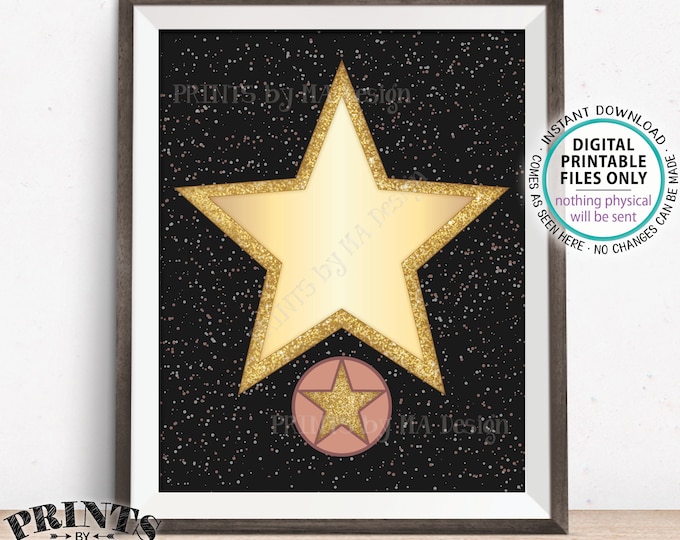 Red Carpet Party Hollywood Star Sign, Blank Movie Star, Glam VIP Party, Movie Night Ideas, Oscars, 8.5x11" Digital PRINTABLE File <ID>