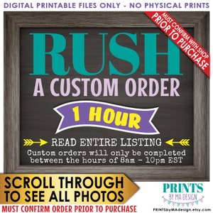 1 hour Rush for a Custom Order, Must contact the shop PRIOR to purchase, Not Valid without Confirmation, Shop Operates between 8am-10pm EST image 1