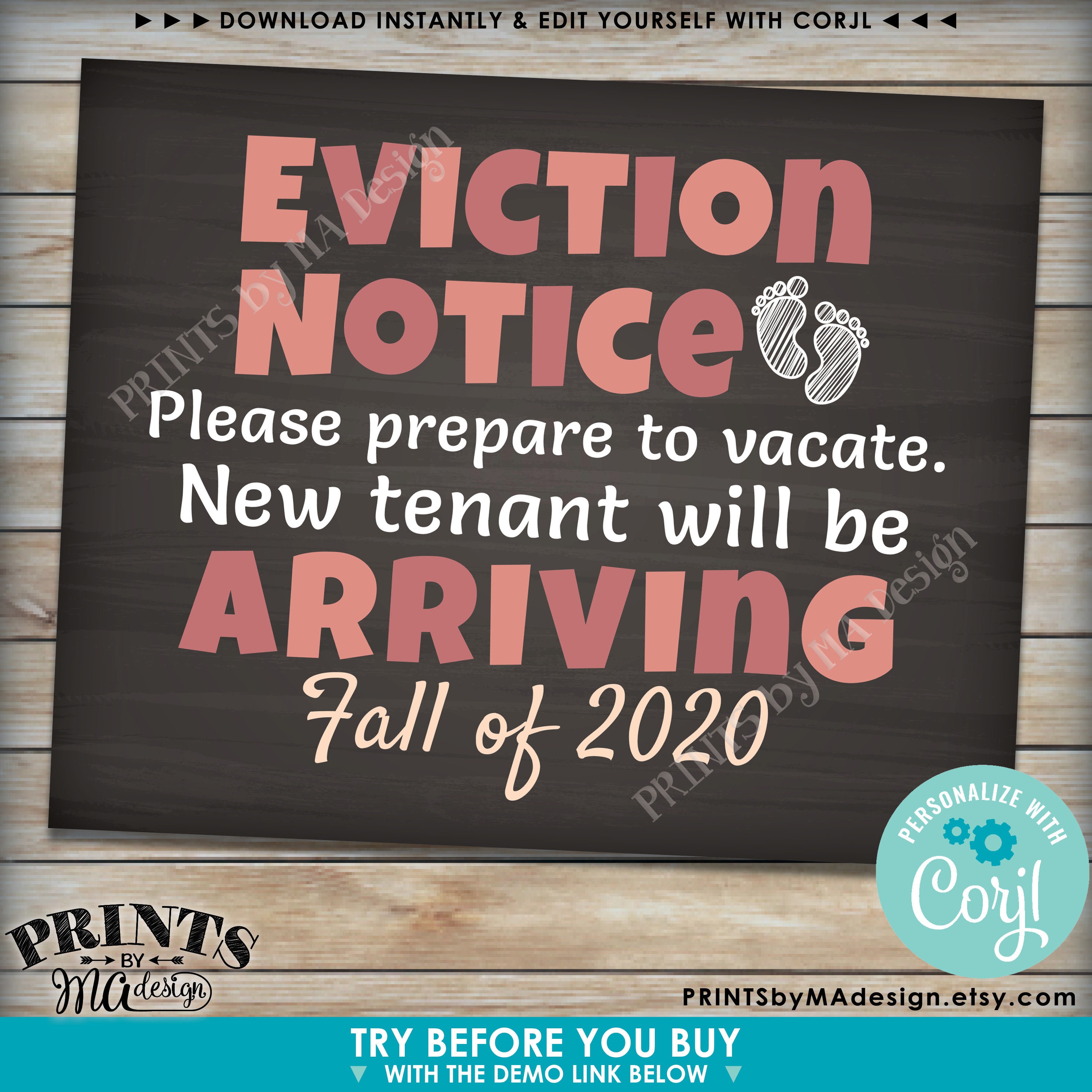 eviction notice pregnancy announcement prepare to vacate for baby