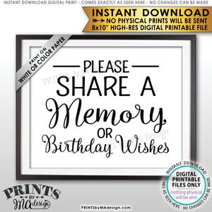 Teilen Sie eine Erinnerung oder Geburtstagswünsche Zeichen, schreiben Sie eine Erinnerung, teilen Sie Erinnerungen, Bday Wish, PRINTABLE 20x10 "