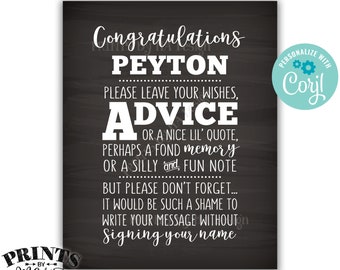 Congratulations Sign, Please leave Advice Message, Graduation Party Decor, PRINTABLE 8x10” Chalkboard Style Sign <Edit Yourself with Corjl>