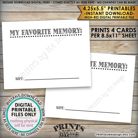 Share a Memory Card, Share Memories, Write Your Favorite Memory 