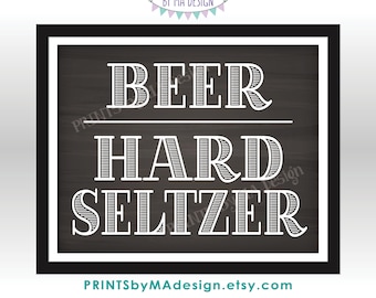 Beer & Hard Seltzer Sign, Please Help Yourself to the Beverage Station, PRINTABLE 8x10” Chalkboard Style Alcohol Drinks Sign <ID>