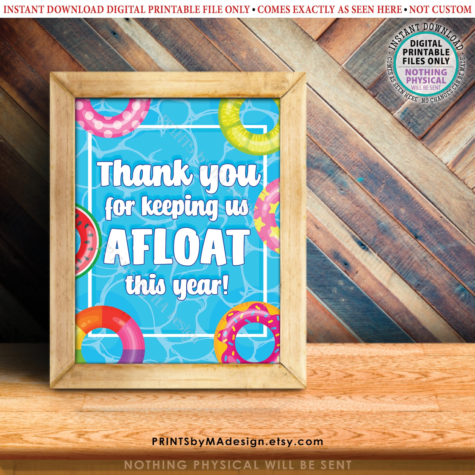 Pool Floater Sign Pool Float Teacher Appreciation Sign, Thank You for Keeping Us Afloat ...