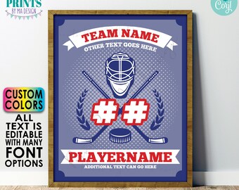 Custom Hockey Player Sign, Editable Tournament Hotel Door Sign, One PRINTABLE 8x10/16x20” Sign <Edit Yourself w/Corjl>