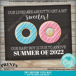 It's a BOY Donut Pregnancy Announcement Sign, PRINTABLE Chalkboard ...