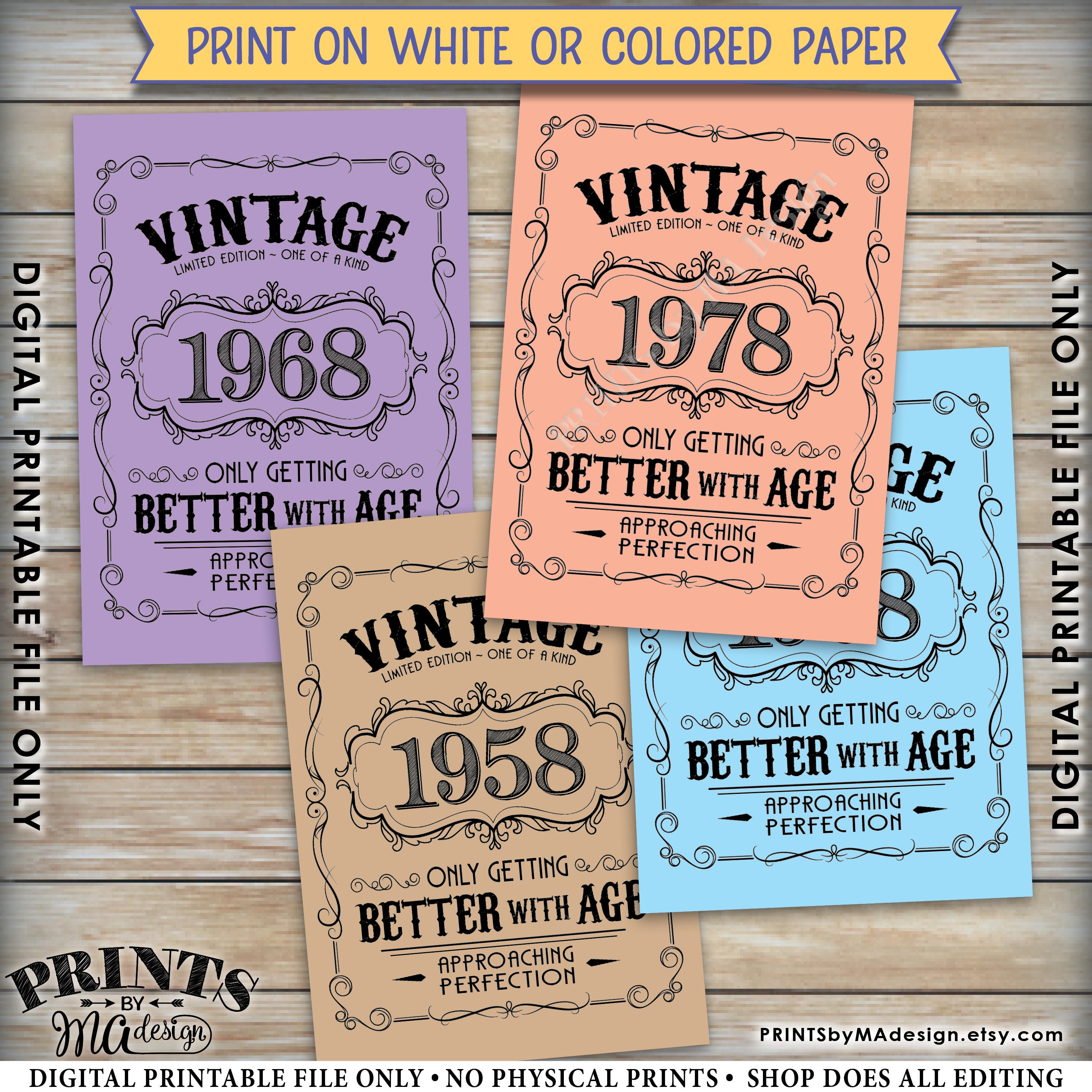 Download Vintage Birthday Tags, Only Getting Better with Age, Aged ...