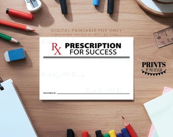 Please Leave Your Prescription for Success, Med School Graduation Advice Cards, Nurse, Doctor, Dentist, Retirement, PRINTABLE 4x6" Card <ID>