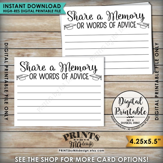 Share a Memory or Words of Advice Graduation Advice, Write a Memory or Advice Card, Graduation Party, 8.5x11" Printable Instant Download - Etsy Share a Memory or Words of Advice Graduation Advice, Write a Memory or Advice Card, Graduation Party, 8.5x11" Printable Instant Download - Etsy