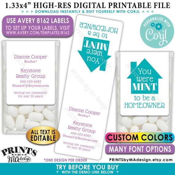 Realtor Tic Tac Labels Custom Real Estate Mint Stickers Mint - Etsy