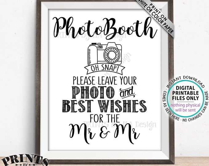 Gay Wedding Photobooth Sign, Leave Photo and Best Wishes for the Mr & Mr, Gay Marriage Guestbook Sign, PRINTABLE 8x10/16x20” Sign <ID>