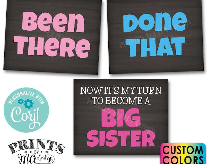 Pregnancy Announcement, Been There Done That Now it's My Turn to Become a Big Sister, PRINTABLE Baby #4 Reveal Signs <Edit Yourself w/Corjl>